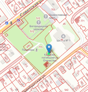 Расположение объекта МАФ на фрагменте карты п. Новоорск